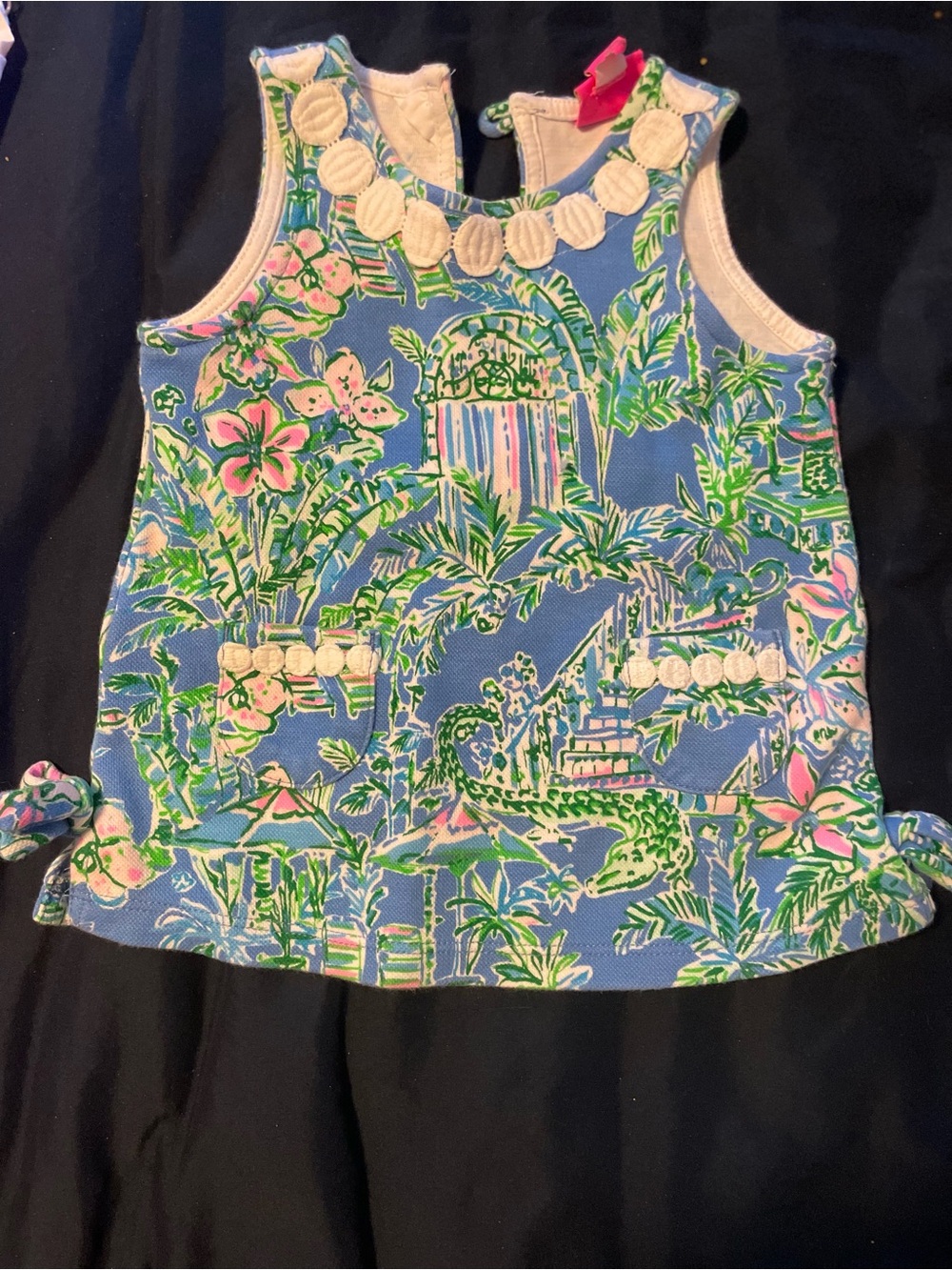 Lilly Pulitzer Blue Tropical Print Tank Top with Pink & Green Accents